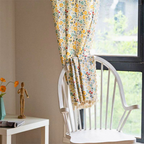 Curtain – Cotton-linen blend – Yellow flower design – Light filtering semi-blackout – Rustic farmhouse elegance 5