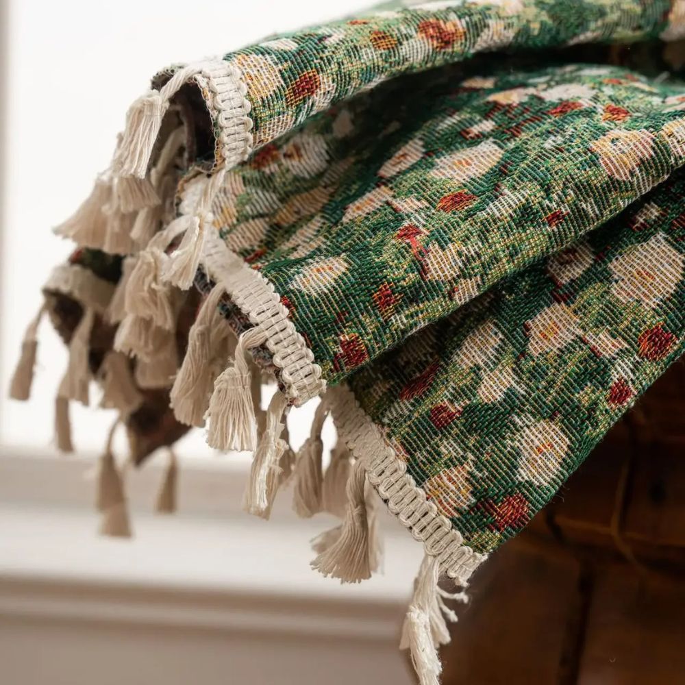 Curtain – Floral microfiber blend – Vintage-inspired design – Boho tassel trim – 52 x 84 in 7