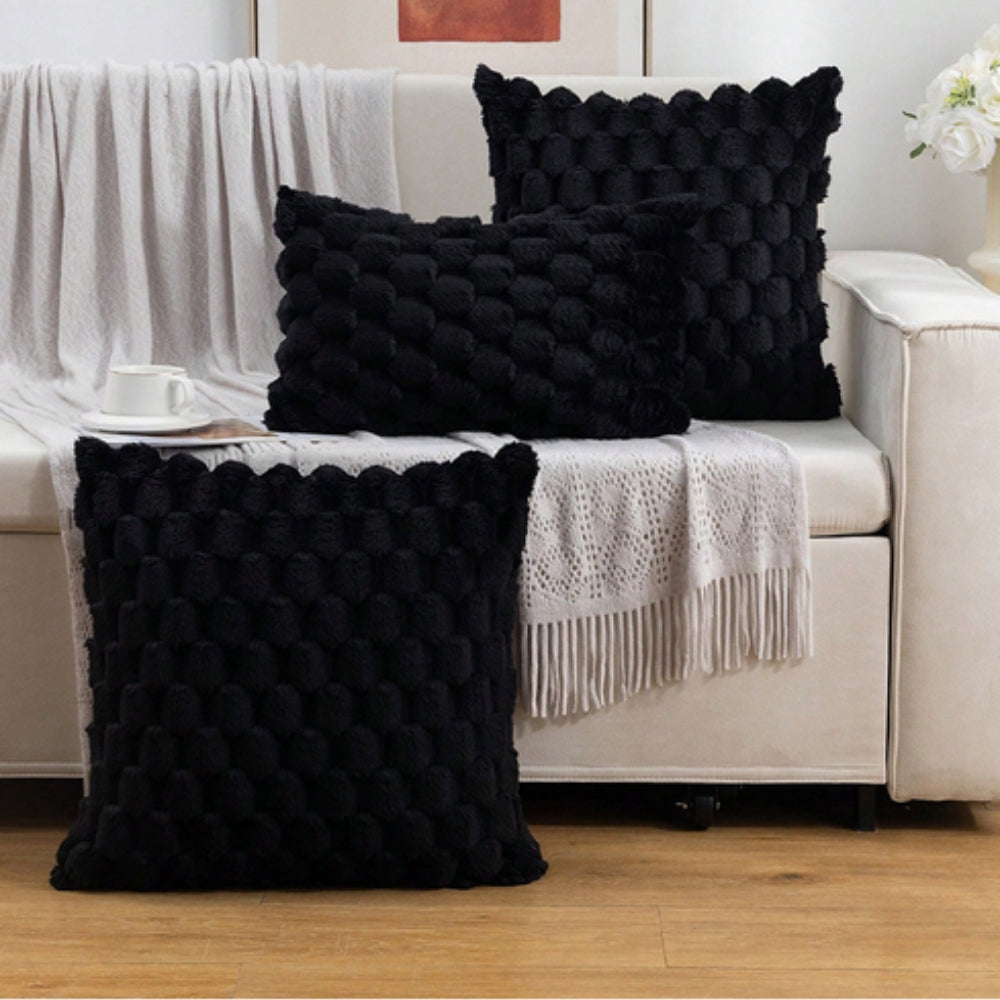 Cream white cushion cover made from a soft cotton-polyester blend, featuring a cozy texture that enhances home decor. Perfect accent for sofas or chairs, measuring 6