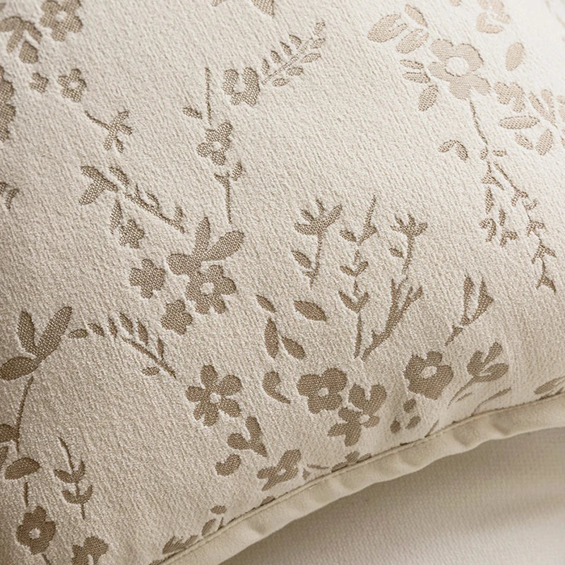 Cushion cover – Jacquard fabric – Cream and coffee colors – 18 x 18 in – Nature-inspired decorative accessory 5