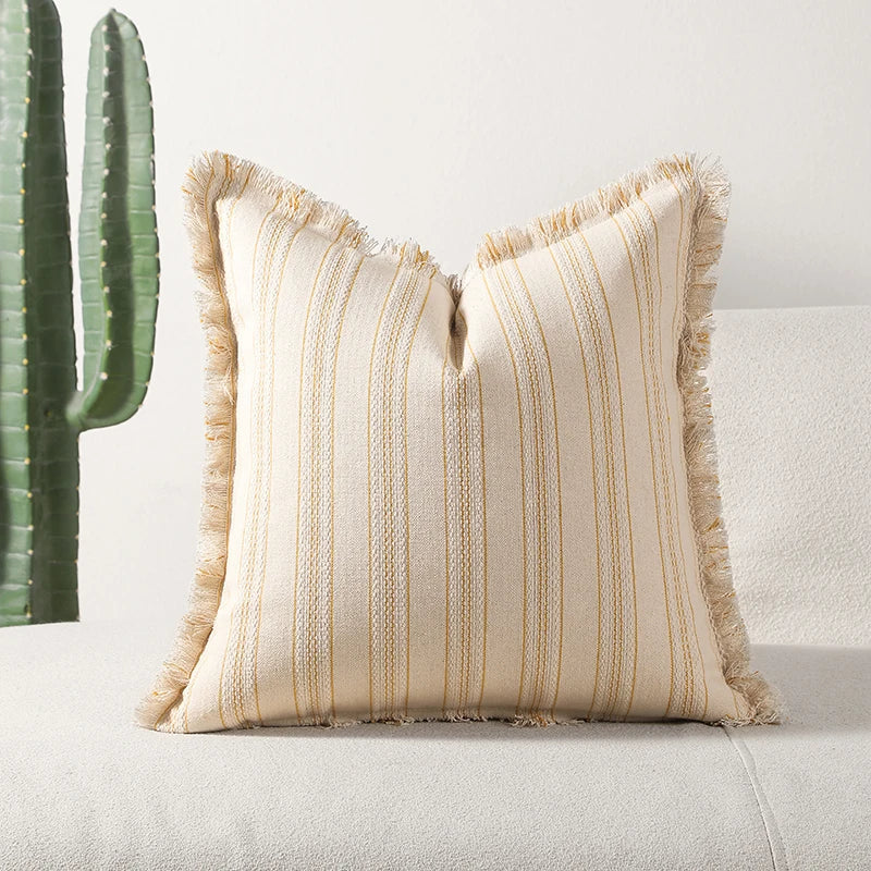 Cushion cover – Jacquard weave – Elegant fringe details – Soft cotton-polyester blend – 17.7 x 17.7 in 3