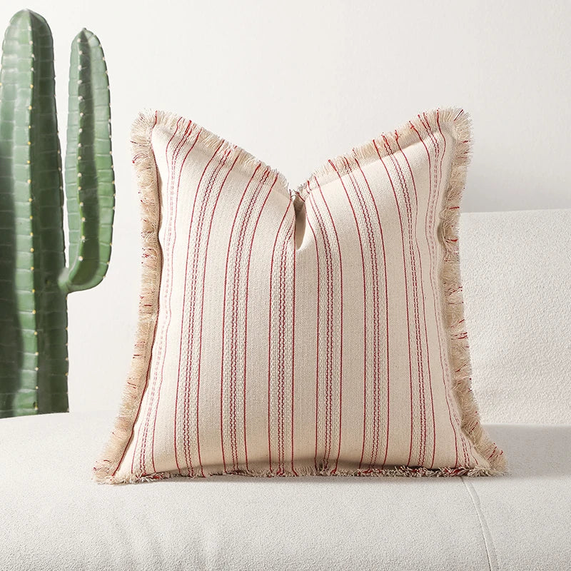 Cushion cover – Jacquard weave – Elegant fringe details – Soft cotton-polyester blend – 17.7 x 17.7 in 4