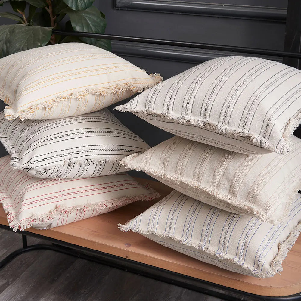 Cushion cover – Jacquard weave – Elegant fringe details – Soft cotton-polyester blend – 17.7 x 17.7 in 5