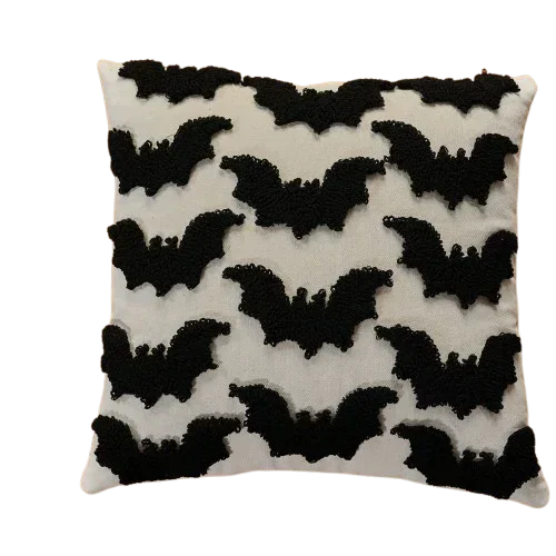Cushion cover – Polyester – Embroidered ghost and pumpkin – Halloween decor for sofa – 17.7 x 17.7 in 8