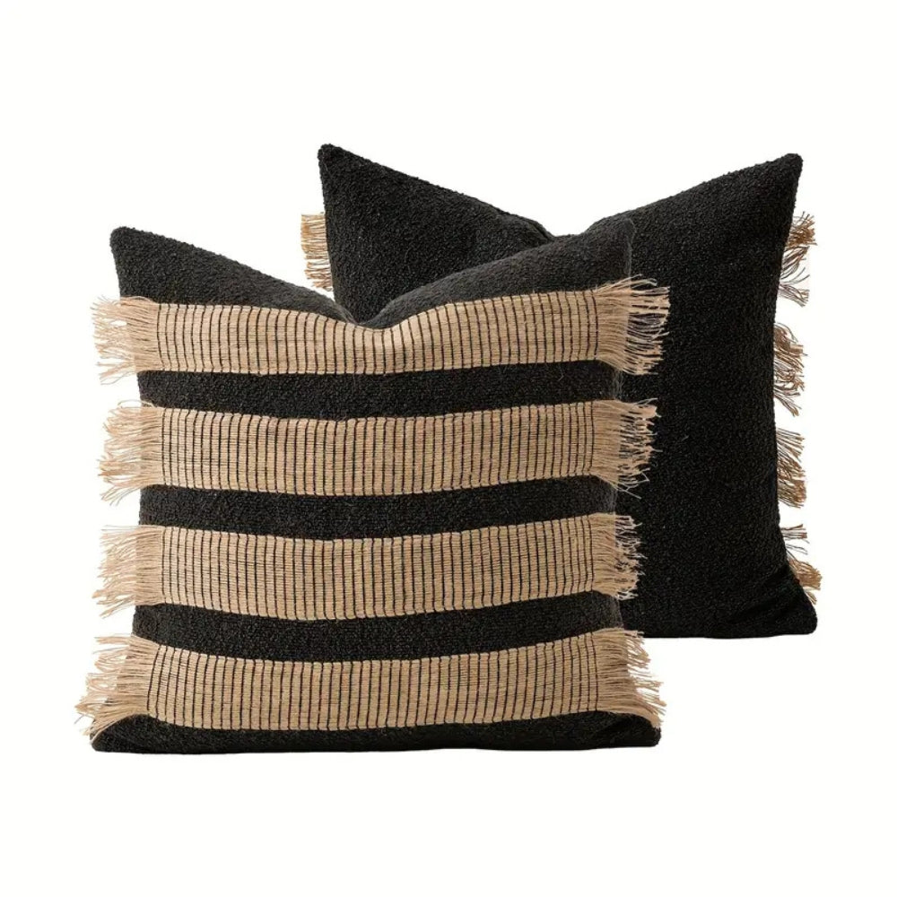 Cushion cover – Soft microfiber blend – Bohemian stripe design – Stylish home décor accessory 0