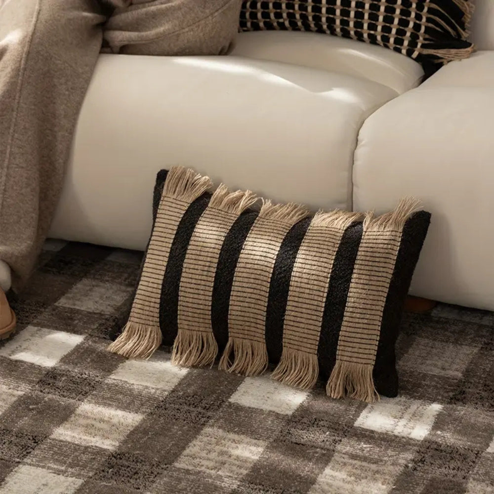 Cushion cover – Soft microfiber blend – Bohemian stripe design – Stylish home décor accessory 1