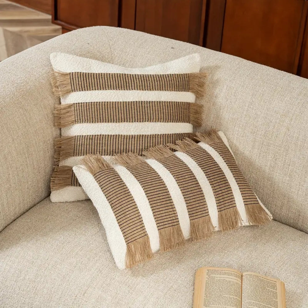 Cushion cover – Soft microfiber blend – Bohemian stripe design – Stylish home décor accessory 2
