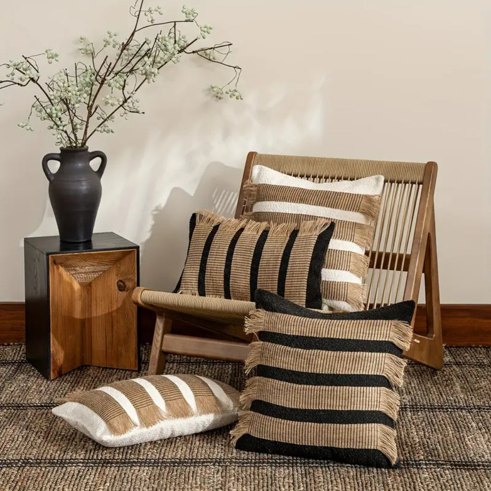 Cushion cover – Soft microfiber blend – Bohemian stripe design – Stylish home décor accessory 3