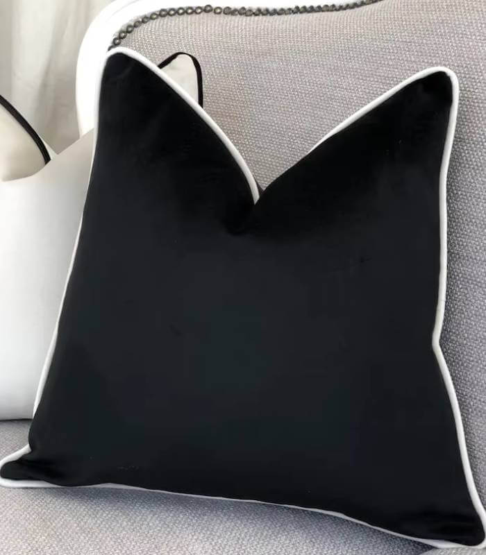 Cushion cover – Velvet – Black and white design – Elegant home accent – 11.8 x 19.7 in 0