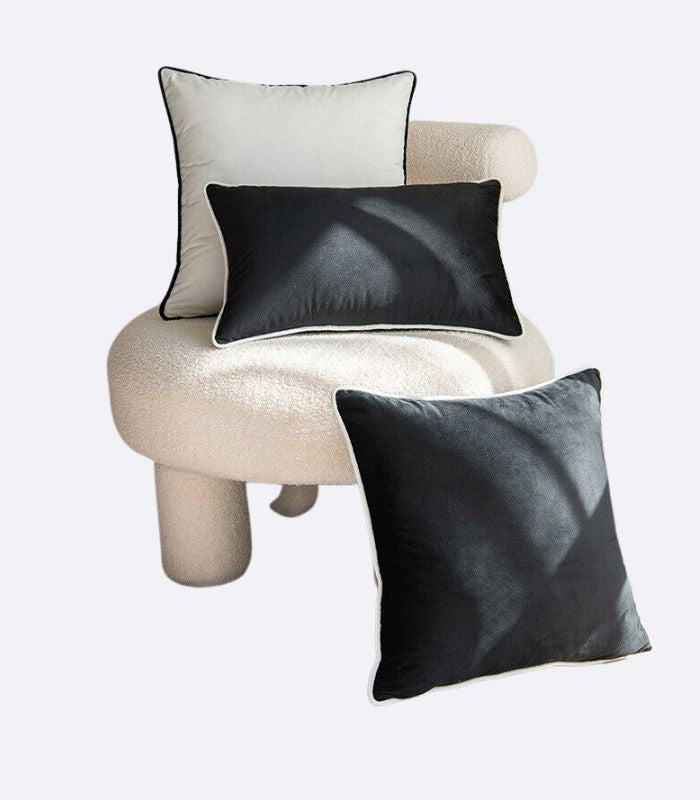 Cushion cover – Velvet – Black and white design – Elegant home accent – 11.8 x 19.7 in 1