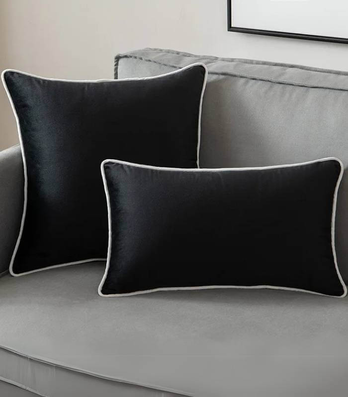 Cushion cover – Velvet – Black and white design – Elegant home accent – 11.8 x 19.7 in 2