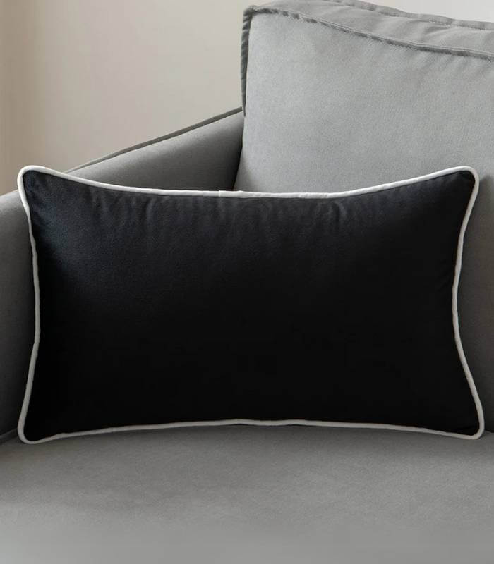 Cushion cover – Velvet – Black and white design – Elegant home accent – 11.8 x 19.7 in 3