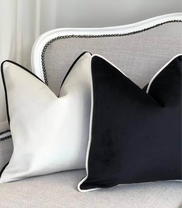 Cushion cover – Velvet – Black and white design – Elegant home accent – 11.8 x 19.7 in 6