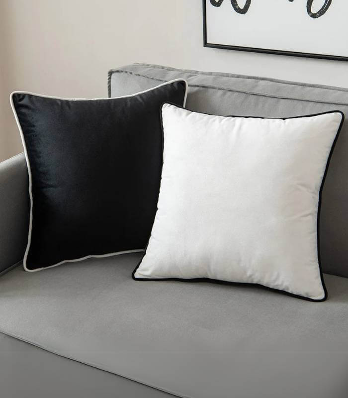 Cushion cover – Velvet – Black and white design – Elegant home accent – 11.8 x 19.7 in 7