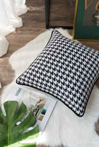 Cushion cover – Woven poly blend – Black and white houndstooth pattern – Chic living room accent – 17.7 x 17.7 in 1