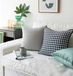 Cushion cover – Woven poly blend – Black and white houndstooth pattern – Chic living room accent – 17.7 x 17.7 in 3