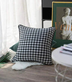 Cushion cover – Woven poly blend – Black and white houndstooth pattern – Chic living room accent – 17.7 x 17.7 in 5