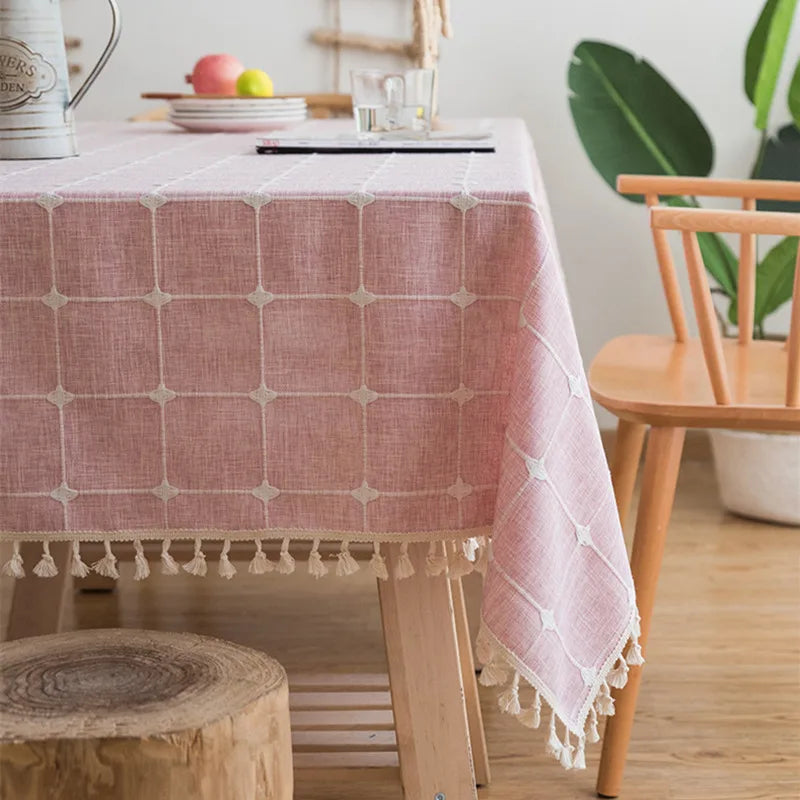 Custom Linen Tablecloth with Blue Stripes - Elegant Christmas Table Cover, Customizable Size for Banquet Dining 10