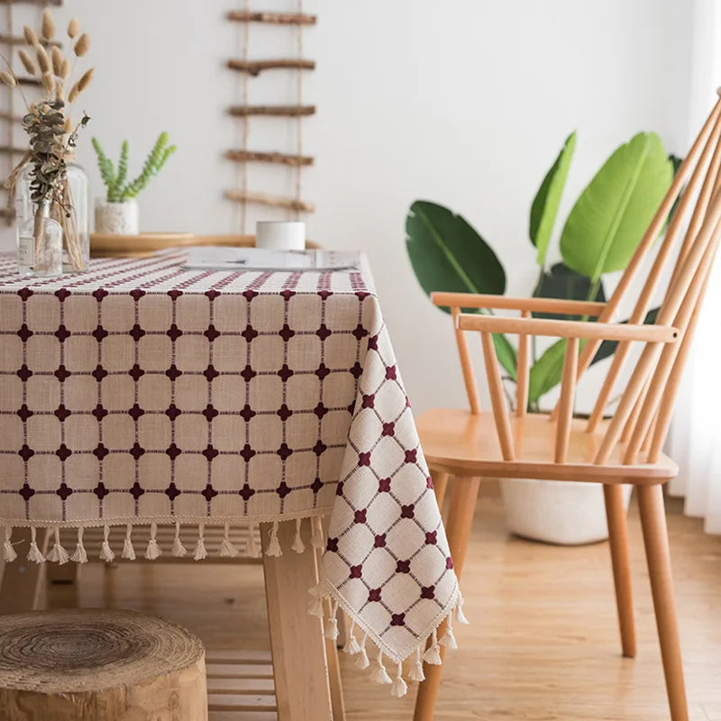 Custom Linen Tablecloth with Blue Stripes - Elegant Christmas Table Cover, Customizable Size for Banquet Dining 7