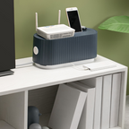 Sleek decorative cable storage box in a modern design, crafted from durable wood with a smooth white finish. Features a hinged lid and ample space for 6