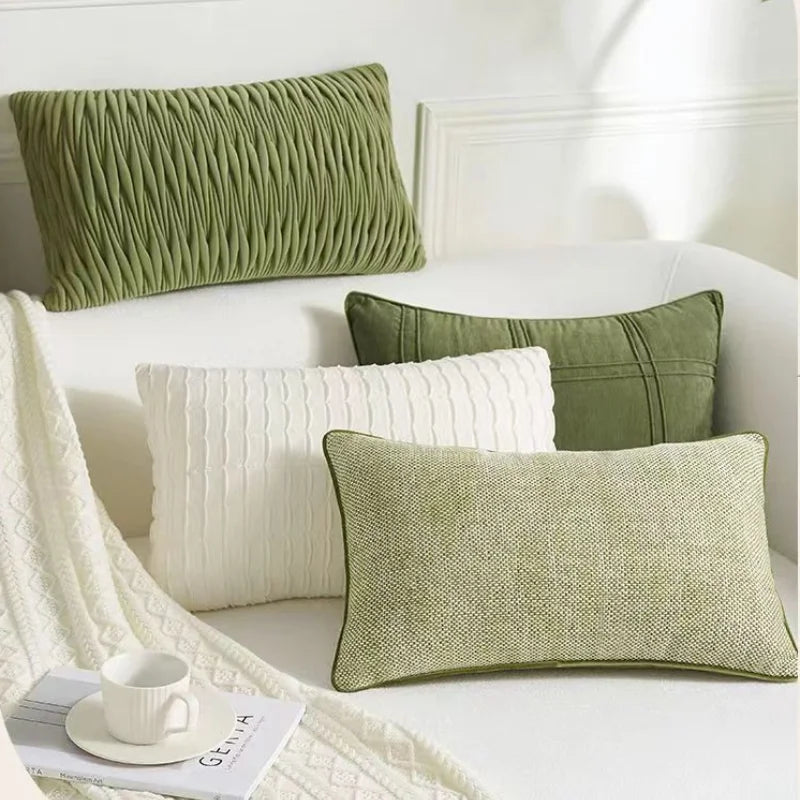 Decorative green pillow cover featuring a modern geometric design, made from soft, durable fabric. Ideal for adding a stylish touch to your home decor. 0