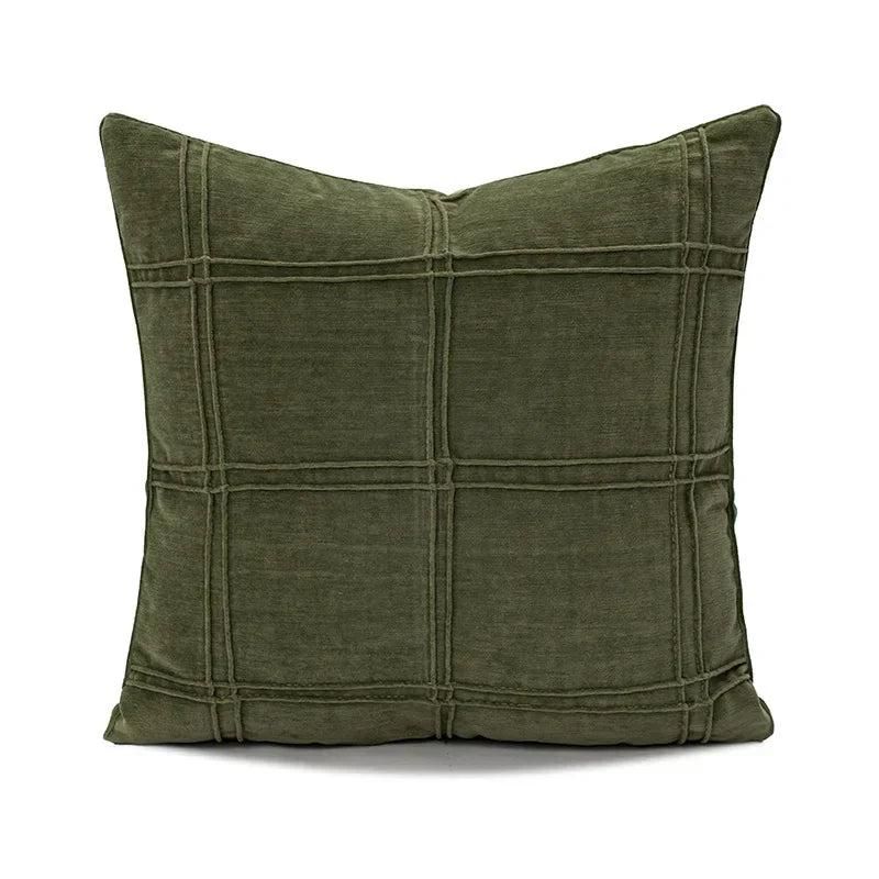Decorative green pillow cover featuring a modern geometric design, crafted from soft, durable fabric. Ideal for adding a stylish accent to your home decor. 11