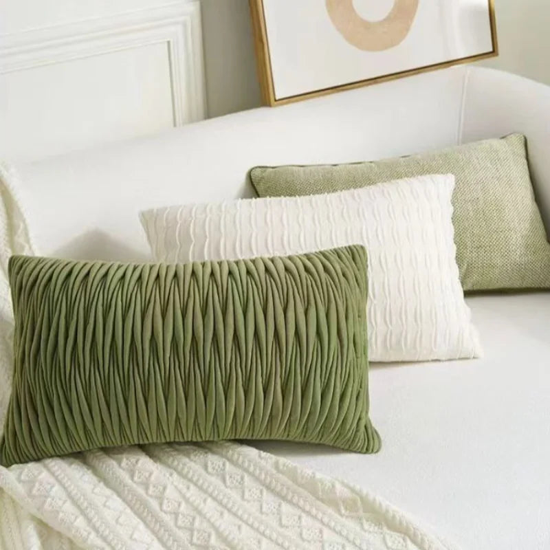 Decorative green pillow cover featuring a modern geometric design, made from soft, durable fabric. Ideal for adding a pop of color and contemporary style to your 2
