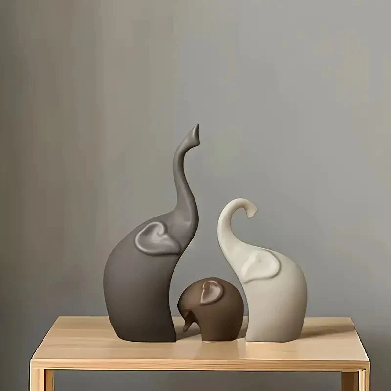 Decorative statue – Nordic elephant figurines – Gray resin – Unique desktop ornament – Thoughtful gift idea 0