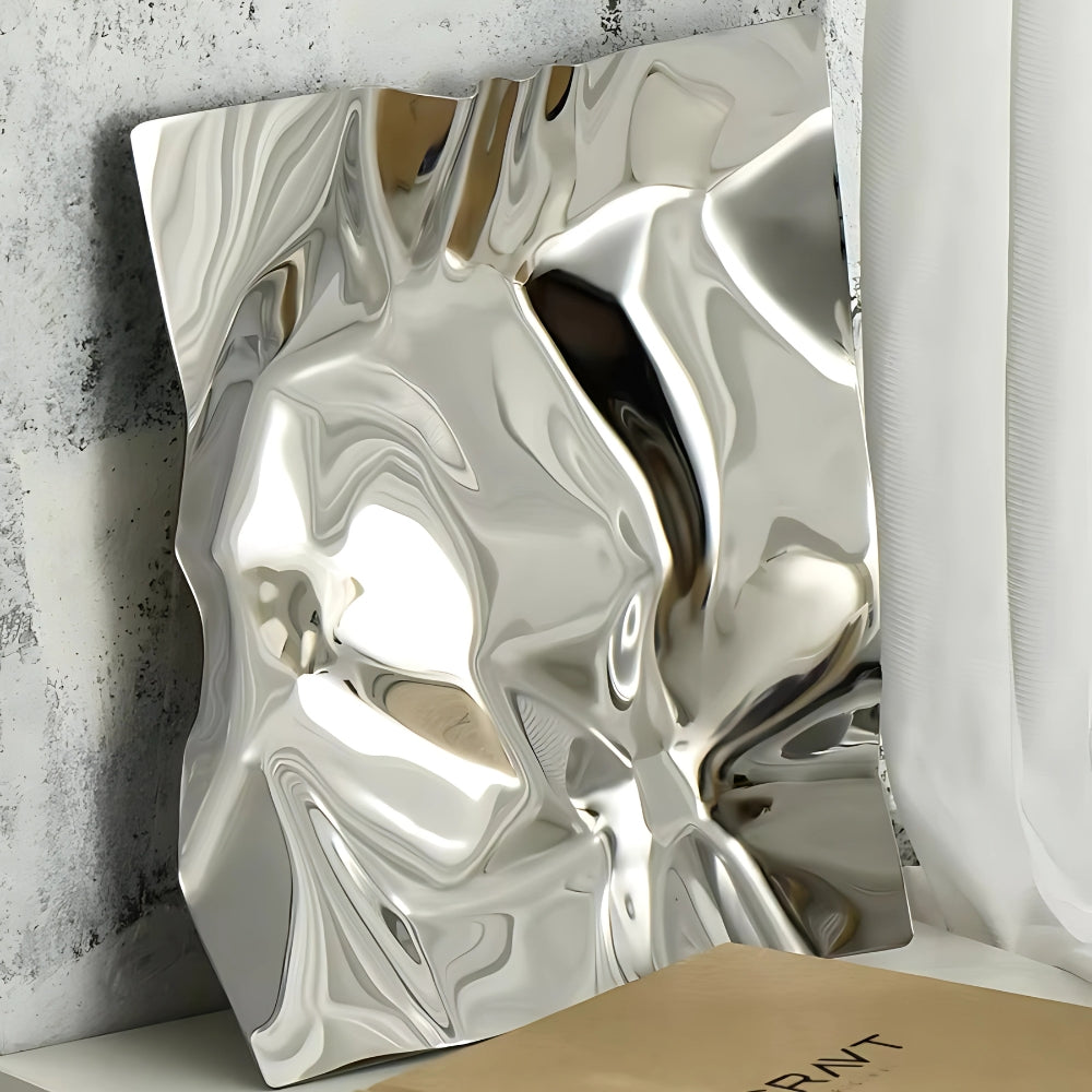Decorative tray – Hand-polished stainless steel – Artistic wrinkled design – Modern home accent 6