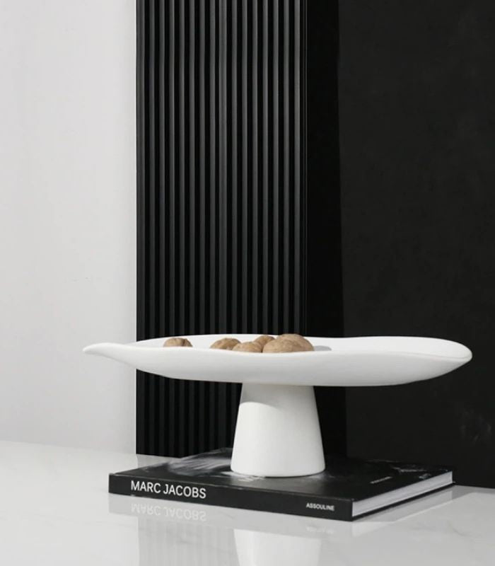 Decorative tray – Handcrafted porcelain – Elegant white design – Versatile table centerpiece – 11.8 x 5.7 in or 17.7 x 8.1 in 0