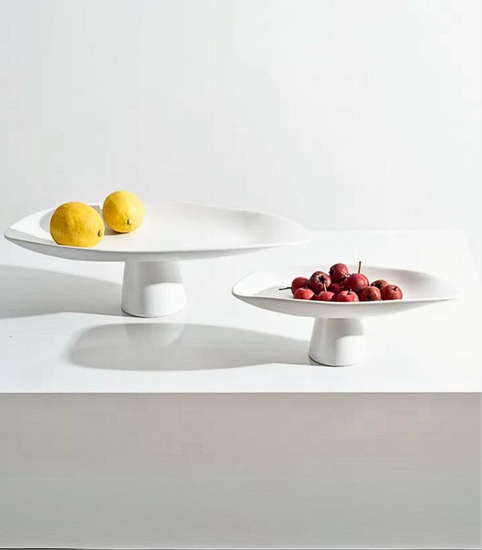 Decorative tray – Handcrafted porcelain – Elegant white design – Versatile table centerpiece – 11.8 x 5.7 in or 17.7 x 8.1 in 2