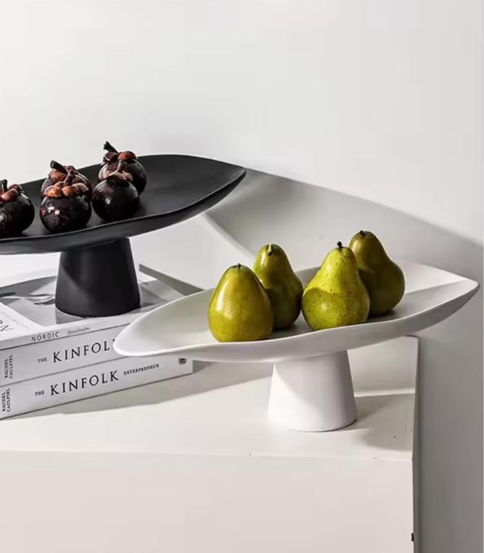 Decorative tray – Handcrafted porcelain – Elegant white design – Versatile table centerpiece – 11.8 x 5.7 in or 17.7 x 8.1 in 3