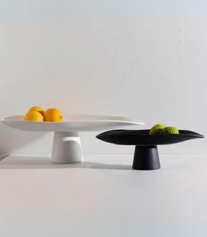 Decorative tray – Handcrafted porcelain – Elegant white design – Versatile table centerpiece – 11.8 x 5.7 in or 17.7 x 8.1 in 5
