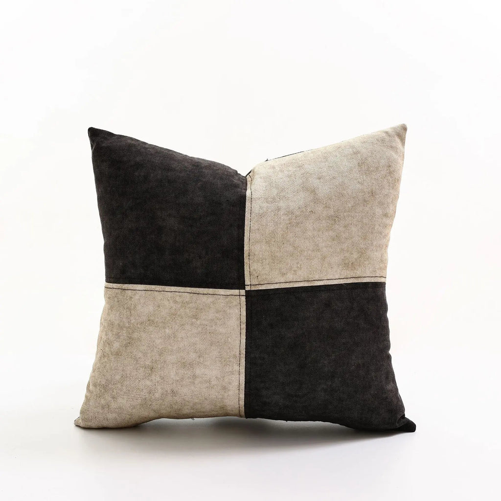 Denim cushion cover – Yarn-dyed polyester – Modern rustic design – Versatile home accessory 8