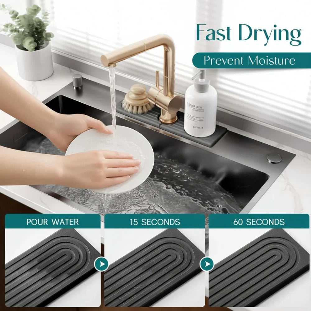 Diatomaceous Earth Dish Drying Mat – Faucet Cutout Design 6