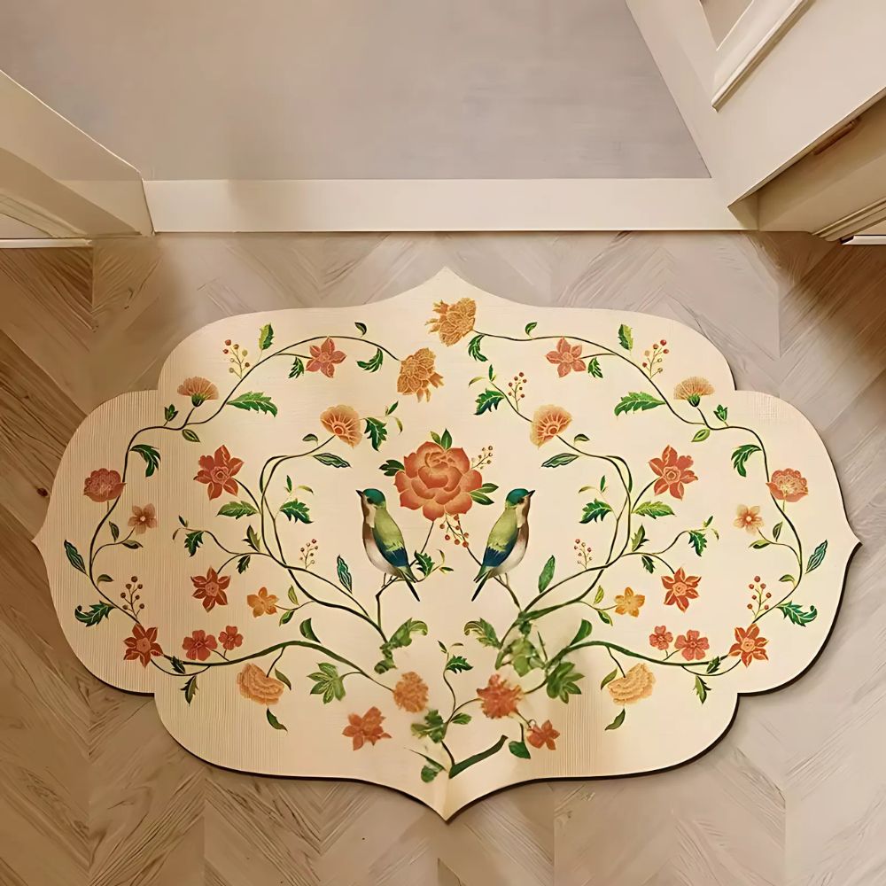 Diatomaceous bath mat – Floral design – Quick-dry and anti-slip – Elegant bathroom rug 1