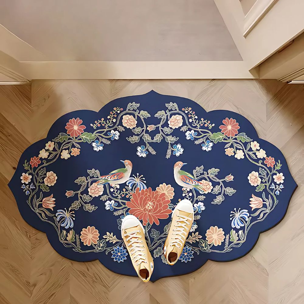 Diatomaceous bath mat – Floral design – Quick-dry and anti-slip – Elegant bathroom rug 2