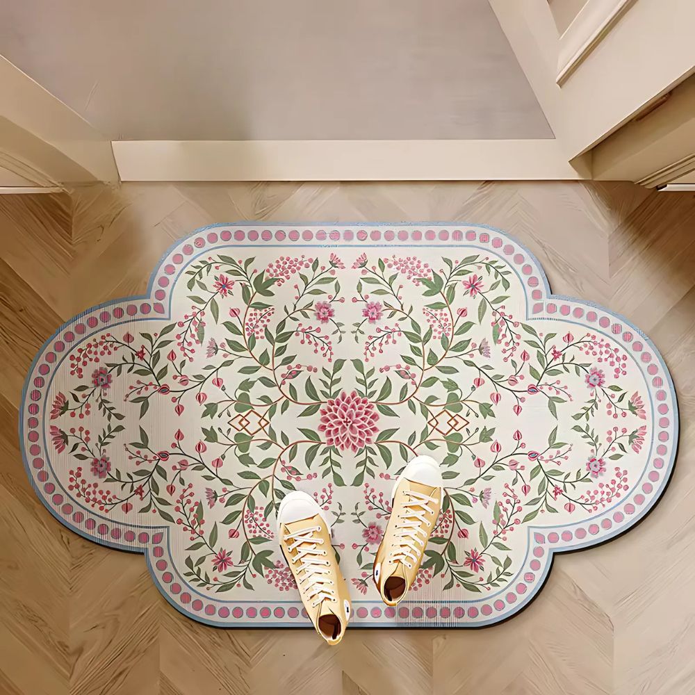 Diatomaceous bath mat – Floral design – Quick-dry and anti-slip – Elegant bathroom rug 3