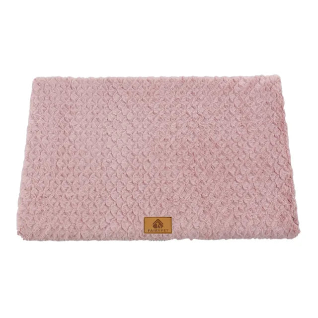 Large dog bed mat in ultra-comfort plush material, featuring a non-slip design. Ideal cozy retreat for all breeds, showcasing a soft, neutral color 4