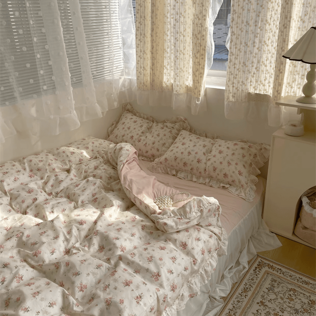 Duvet cover set – 100% cotton – Embroidered pink floral design – Queen or King size options 5