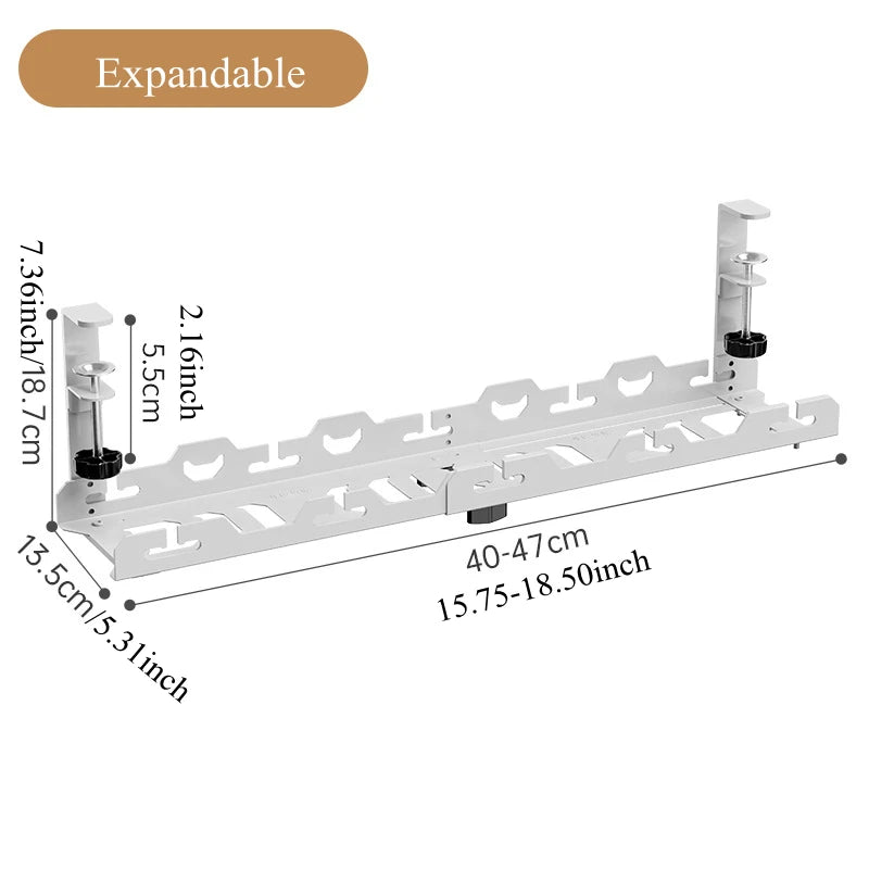 Efficient | Under Desk Cable Management Tray with Adjustable Design Ð Durable Metal Organizer for Tidy Workspaces 7
