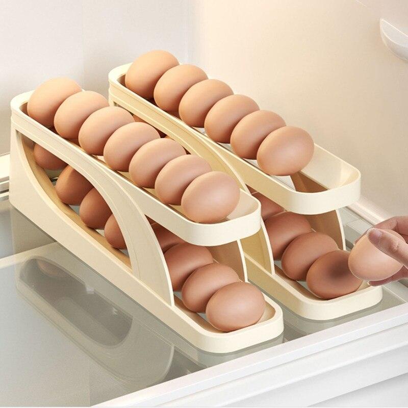 Egg holder – Automatic rotating design – Space-saving for fridge – Holds up to 14 eggs – High-quality plastic 1