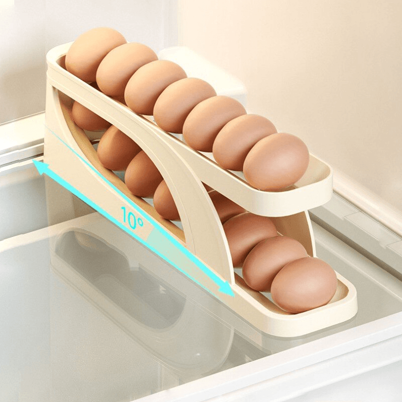 Egg holder – Automatic rotating design – Space-saving for fridge – Holds up to 14 eggs – High-quality plastic 2