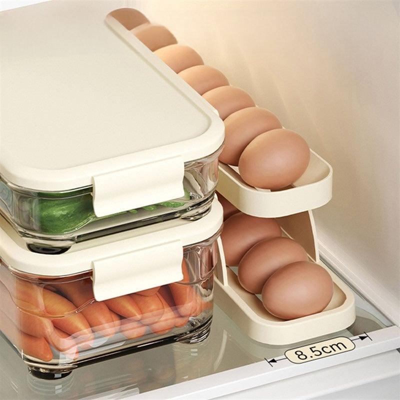 Egg holder – Automatic rotating design – Space-saving for fridge – Holds up to 14 eggs – High-quality plastic 3