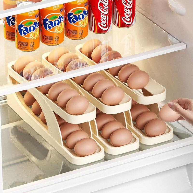 Egg holder – Automatic rotating design – Space-saving for fridge – Holds up to 14 eggs – High-quality plastic 4