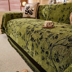 Elegant Chenille Sofa Cover with Floral Design, Pet-Friendly Anti-Slip Slipcover for 3-4 Seater Couch 0