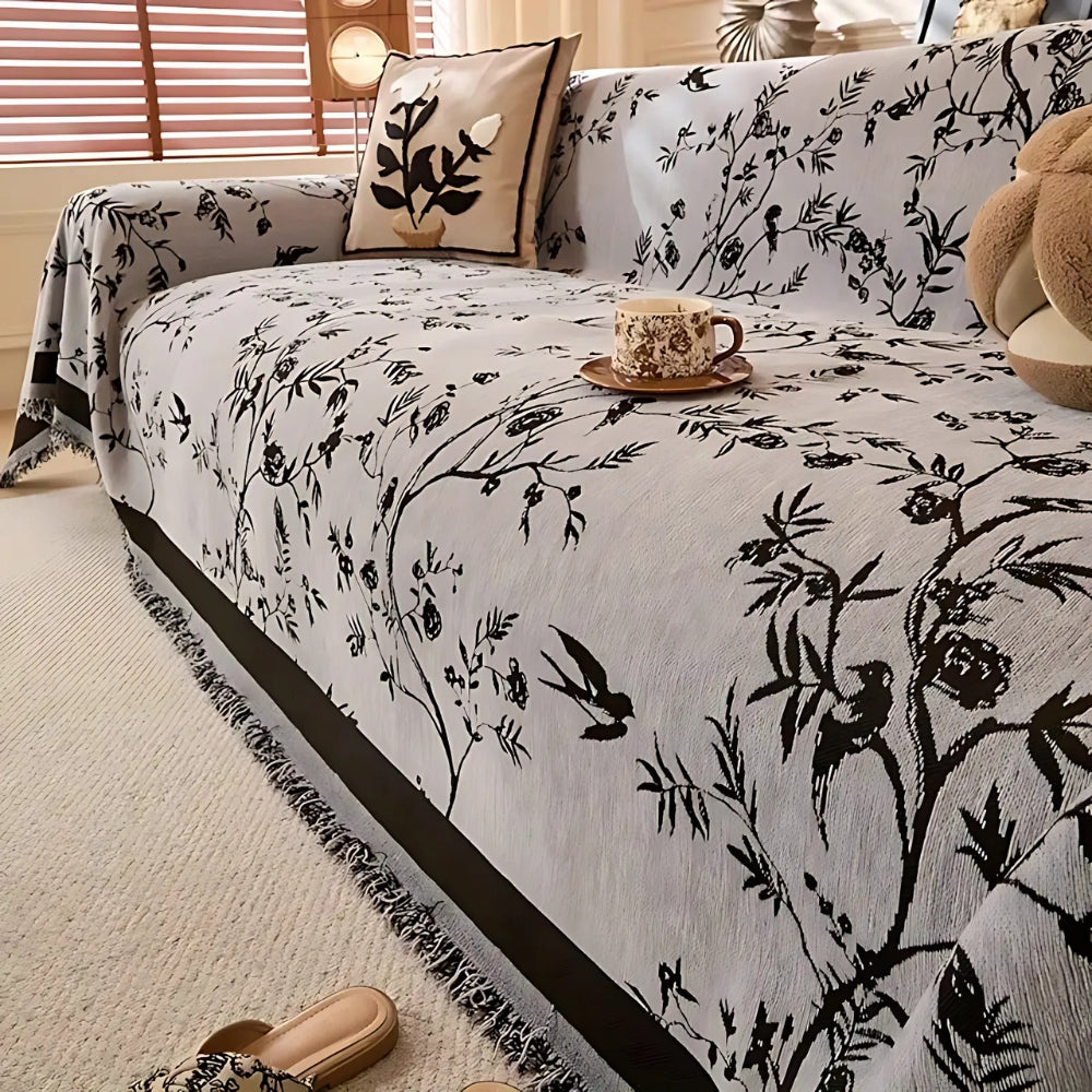 Elegant Chenille Sofa Cover with Floral Design, Pet-Friendly Anti-Slip Slipcover for 3-4 Seater Couch 1