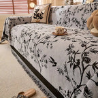 Elegant Chenille Sofa Cover with Floral Design, Pet-Friendly Anti-Slip Slipcover for 3-4 Seater Couch 1