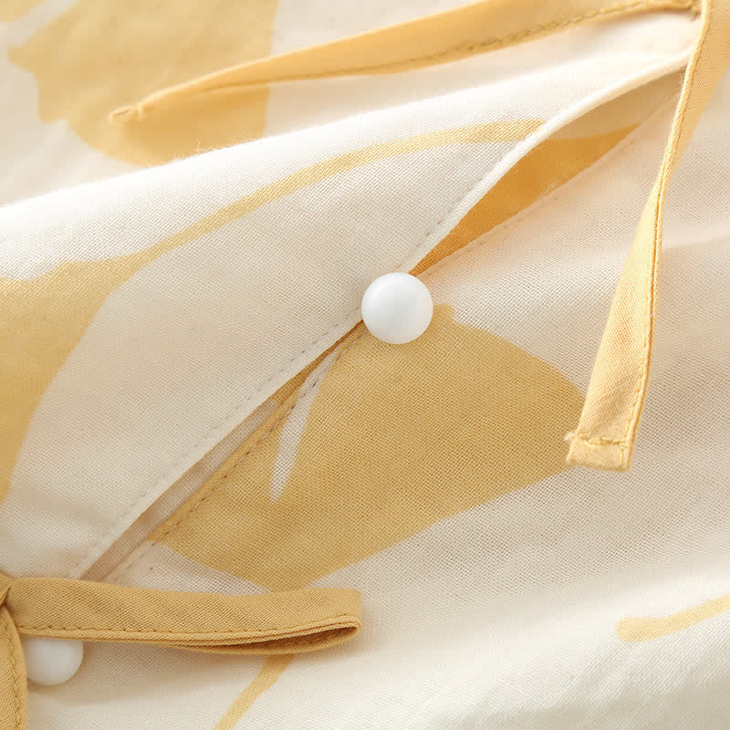 Elegant Cotton Ginkgo Leaf Loungewear Set for Cozy Everyday Comfort 5