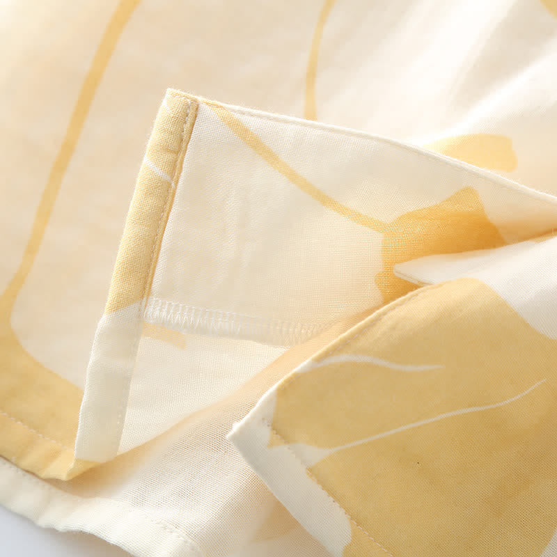 Elegant Cotton Ginkgo Leaf Loungewear Set for Cozy Everyday Comfort 6